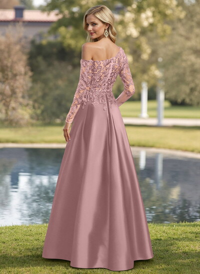 Exquisite Semi Sheer Illusion Lace Applique Sleeves Mother Of The Bride Dresses