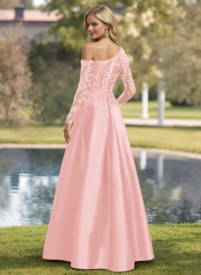 Exquisite Semi Sheer Illusion Lace Applique Sleeves Mother Of The Bride Dresses