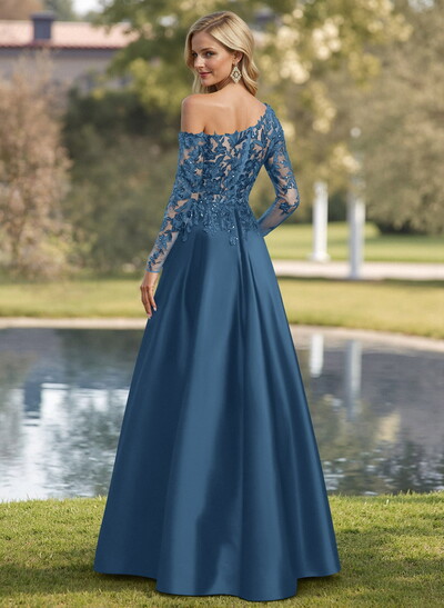 Exquisite Semi Sheer Illusion Lace Applique Sleeves Mother Of The Bride Dresses
