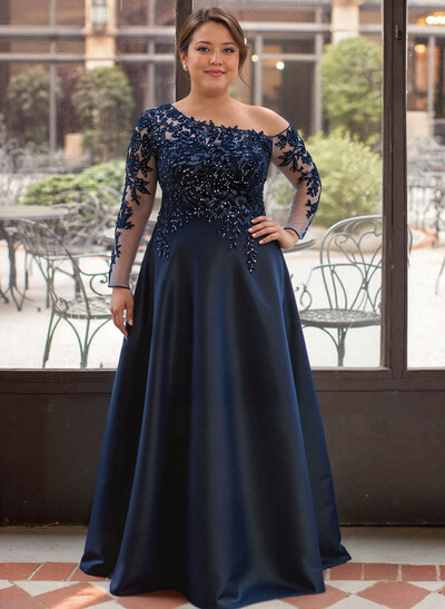 Exquisite Semi Sheer Illusion Lace Applique Sleeves Mother Of The Bride Dresses