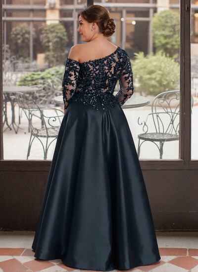 Exquisite Semi Sheer Illusion Lace Applique Sleeves Mother Of The Bride Dresses