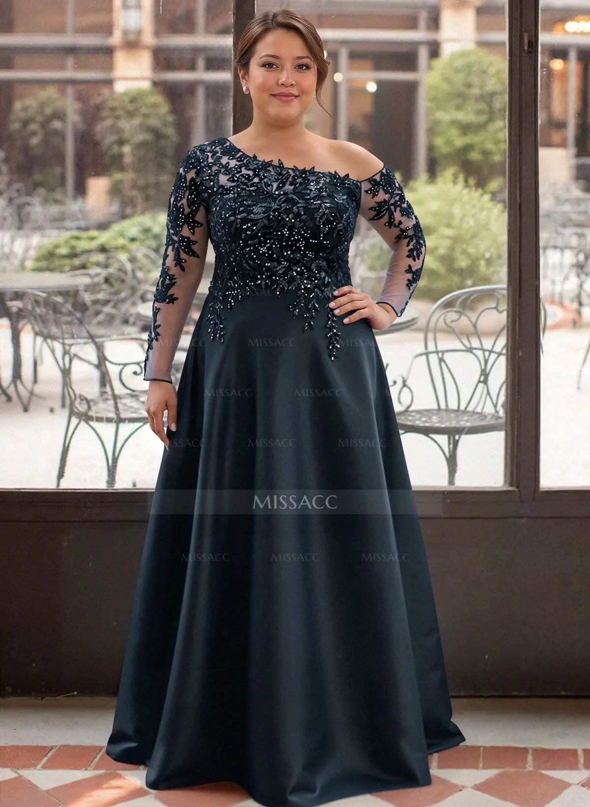 Exquisite Semi Sheer Illusion Lace Applique Sleeves Mother Of The