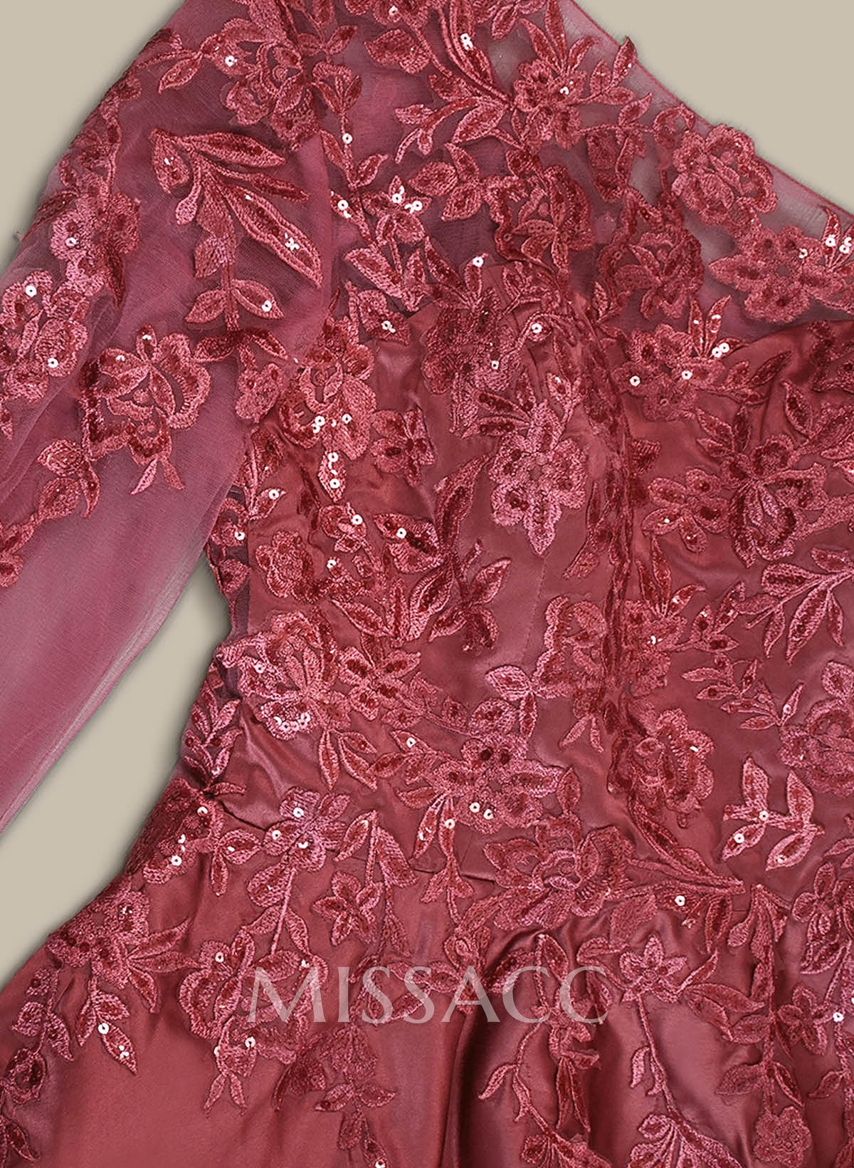 Exquisite Semi Sheer Illusion Lace Applique Sleeves Mother Of The Bride Dresses