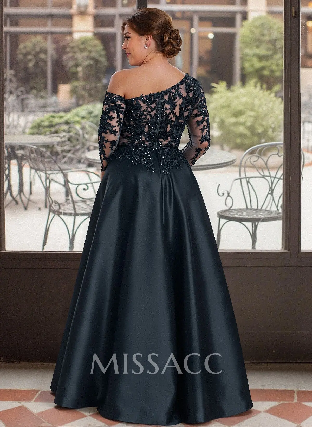 Exquisite Semi Sheer Illusion Lace Applique Sleeves Mother Of The Bride  Dresses - Missacc
