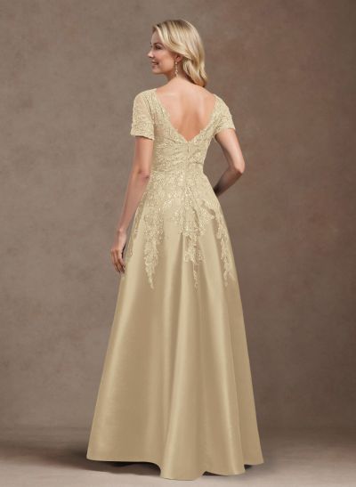 Exquisite Semi Sheer Illusion Floral Embroidered V-Neck Mother Of The Bride Dresses