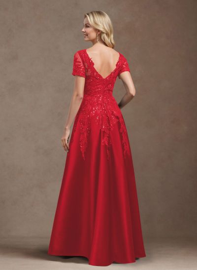 Exquisite Semi Sheer Illusion Floral Embroidered V-Neck Mother Of The Bride Dresses