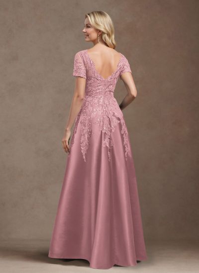 Exquisite Semi Sheer Illusion Floral Embroidered V-Neck Mother Of The Bride Dresses