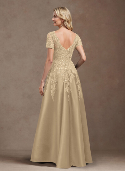 Exquisite Semi Sheer Illusion Floral Embroidered V-Neck Mother Of The Bride Dresses
