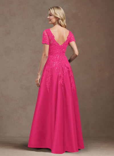 Exquisite Semi Sheer Illusion Floral Embroidered V-Neck Mother Of The Bride Dresses