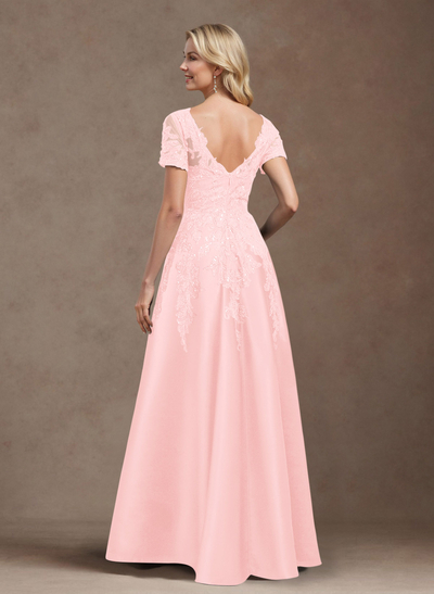 Exquisite Semi Sheer Illusion Floral Embroidered V-Neck Mother Of The Bride Dresses