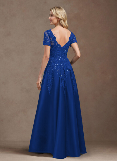 Exquisite Semi Sheer Illusion Floral Embroidered V-Neck Mother Of The Bride Dresses