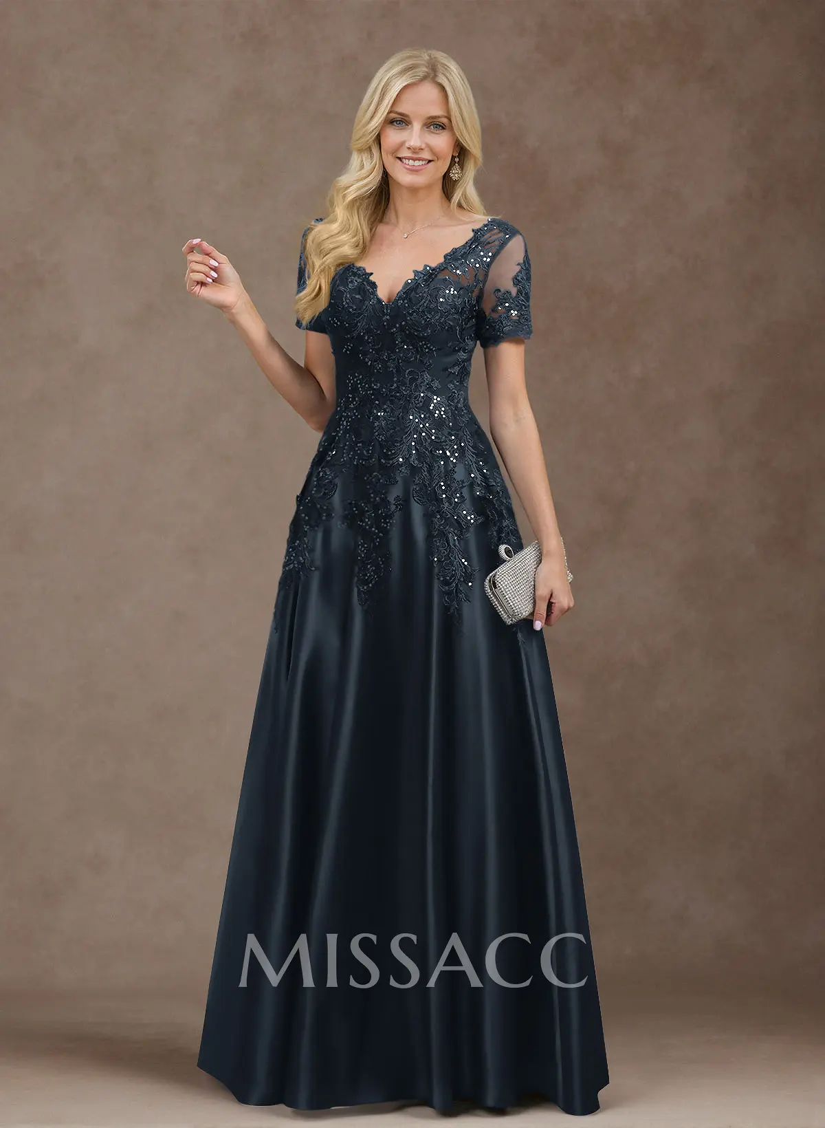 Missacc Home Try-on Candy Pink Mother Of The Bride Dresses Exquisite Semi Sheer Illusion Floral Embroidered V-Neck Mother Of The Bride Dresses