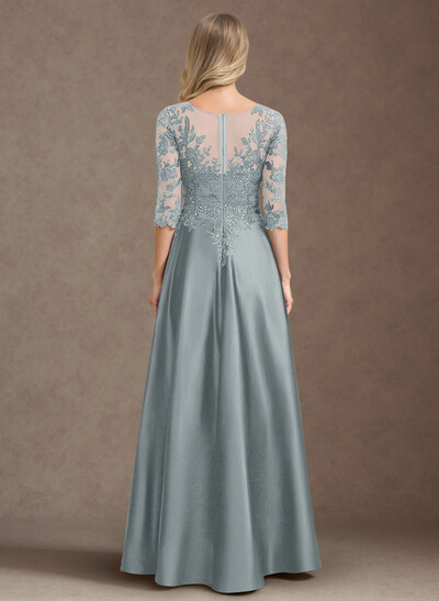Exquisite Semi Sheer Illusion Floral Embroidered V-Neck Mother Of The Bride Dresses