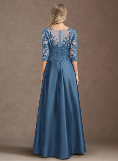 Exquisite Semi Sheer Illusion Floral Embroidered V-Neck Mother Of The Bride Dresses