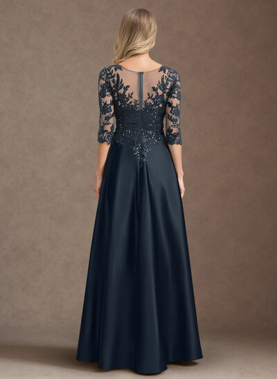 Exquisite Semi Sheer Illusion Floral Embroidered V-Neck Mother Of The Bride Dresses