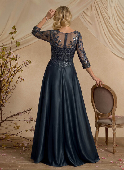 Exquisite Semi Sheer Illusion Floral Embroidered V-Neck Mother Of The Bride Dresses