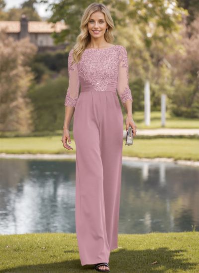 Trumpet/Mermaid Scoop Neck Chiffon Mother Of The Bride Dresses With Appliques Lace