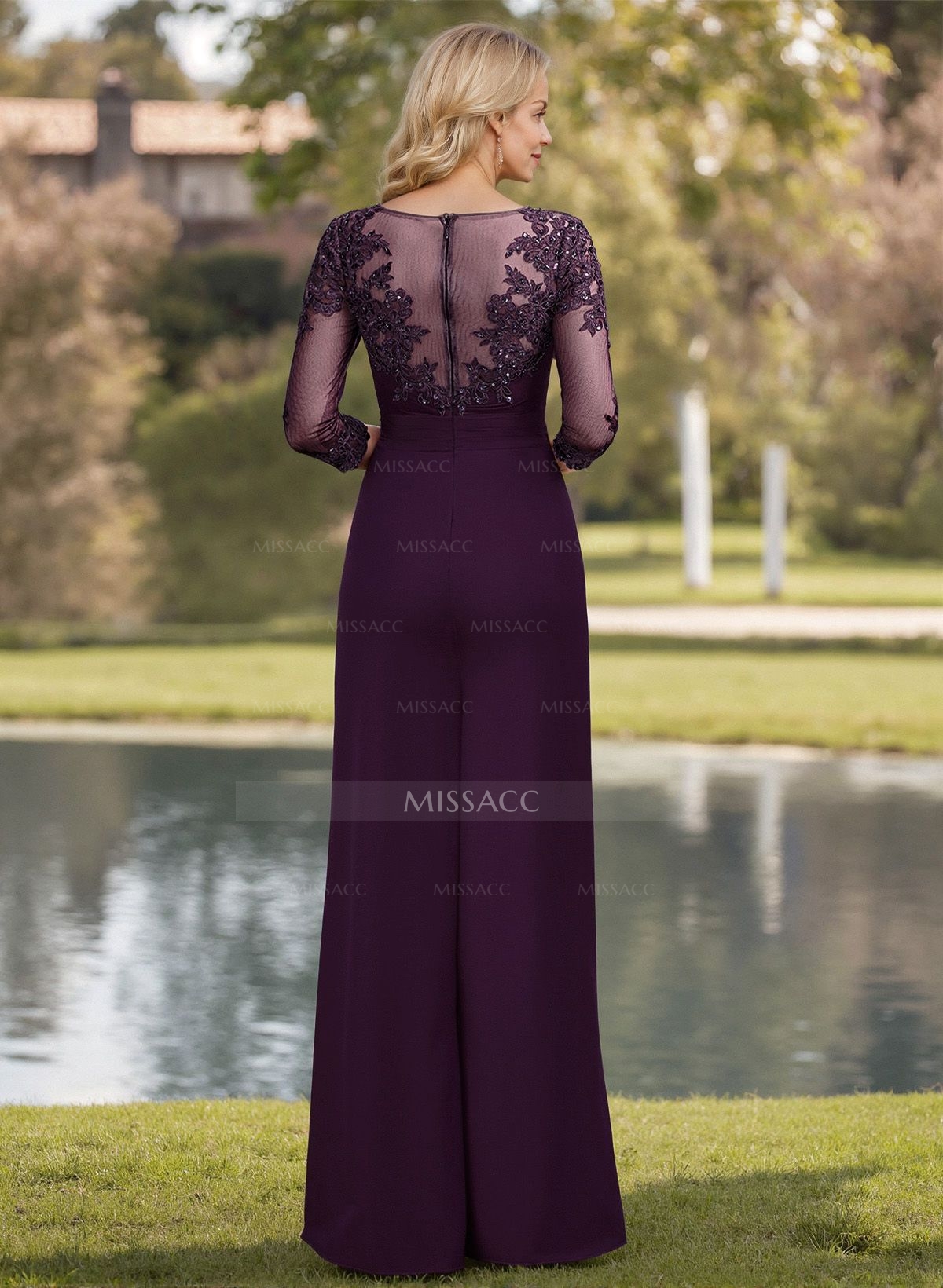 Exquisite Floral Embroidered Scoop Neck Jumpsuit/Pantsuit Mother Of The Bride Dresses