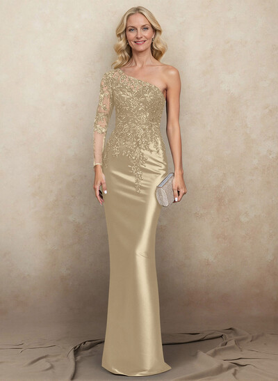 Flattering Semi Sheer Illusion Floral Embroidered Sleeve Mother Of The Bride Dresses