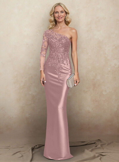 Flattering Semi Sheer Illusion Floral Embroidered Sleeve Mother Of The Bride Dresses