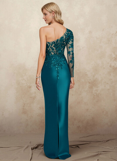 Flattering Semi Sheer Illusion Floral Embroidered Sleeve Mother Of The Bride Dresses