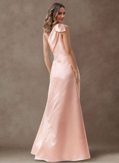 Exquisite Bow Accented One-Shoulder Evening Dresses With Overskirt