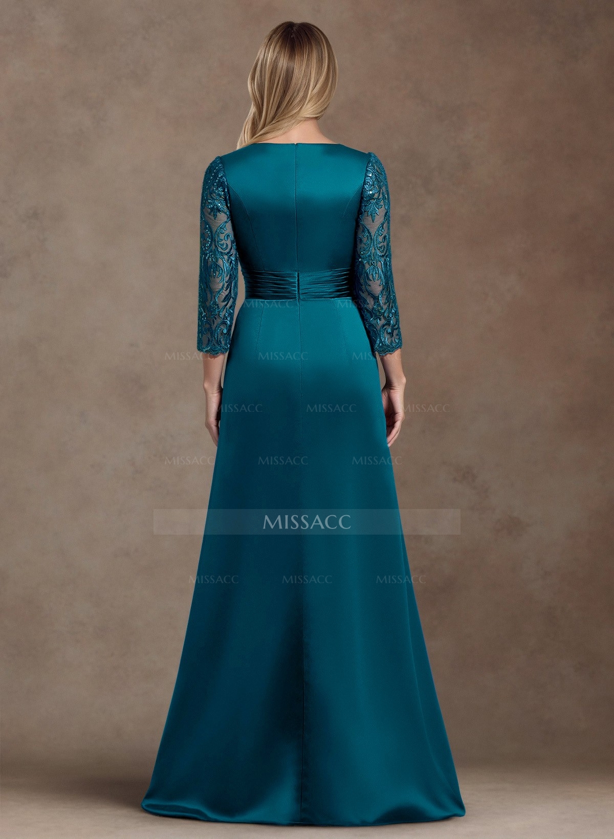 Elegant V-Neck A-Line Satin Mother Of The Bride Dresses With Appliques Lace