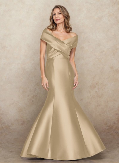 Classy Trumpet/Mermaid Detachable Sleeves Off-The-Shoulder Mother Of The Bride Dresses