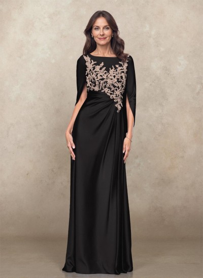 Sophisticated Ruched Scoop Neck Mother Of The Bride Dresses With Lace