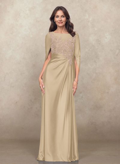 Sophisticated Ruched Scoop Neck Mother Of The Bride Dresses With Lace