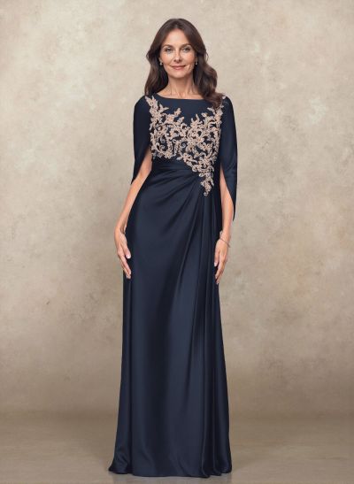 Sophisticated Ruched Scoop Neck Mother Of The Bride Dresses With Lace