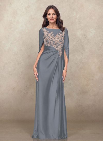 Sophisticated Ruched Scoop Neck Mother Of The Bride Dresses With Lace