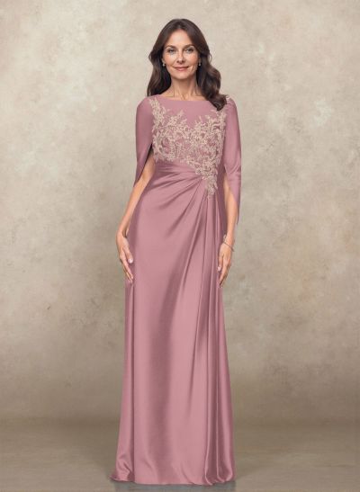 Sophisticated Ruched Scoop Neck Mother Of The Bride Dresses With Lace