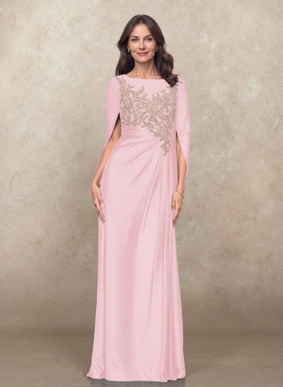Sophisticated Ruched Scoop Neck Mother Of The Bride Dresses With Lace