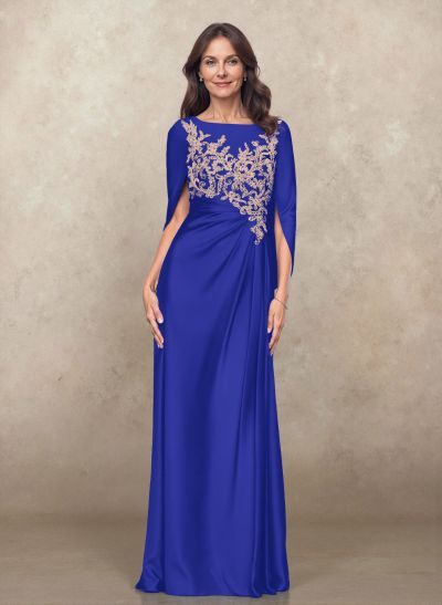 Sophisticated Ruched Scoop Neck Mother Of The Bride Dresses With Lace