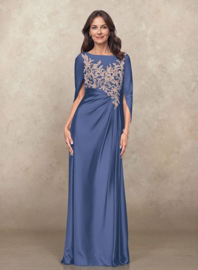 Sophisticated Ruched Scoop Neck Mother Of The Bride Dresses With Lace