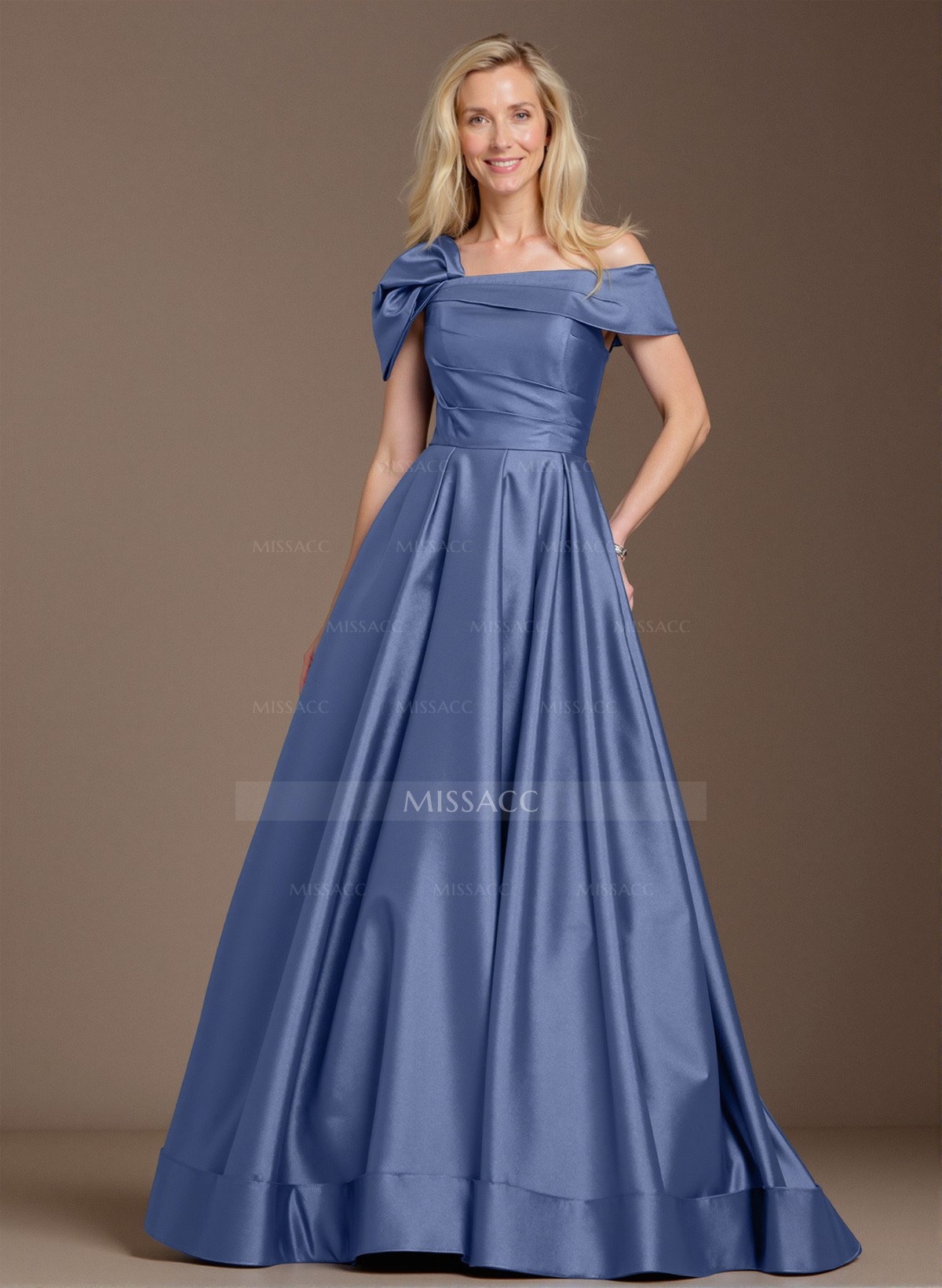 Elegant A-Line Asymmetrical Cap Sleeves Satin Mother Of The Bride Dresses