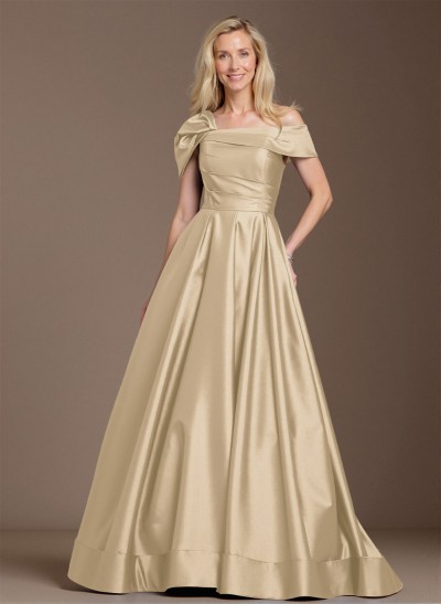 Elegant A-Line Asymmetrical Cap Sleeves Satin Mother Of The Bride Dresses