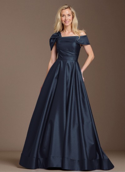 Elegant A-Line Asymmetrical Cap Sleeves Satin Mother Of The Bride Dresses