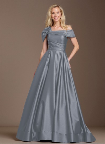 Elegant A-Line Asymmetrical Cap Sleeves Satin Mother Of The Bride Dresses