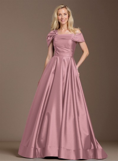 Elegant A-Line Asymmetrical Cap Sleeves Satin Mother Of The Bride Dresses