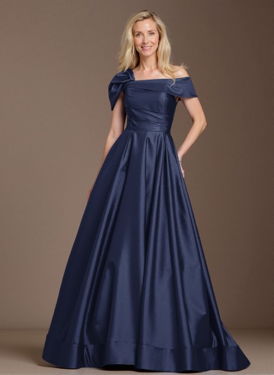 Elegant A-Line Asymmetrical Cap Sleeves Satin Mother Of The Bride Dresses