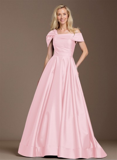 Elegant A-Line Asymmetrical Cap Sleeves Satin Mother Of The Bride Dresses