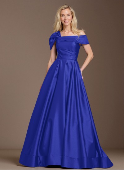 Elegant A-Line Asymmetrical Cap Sleeves Satin Mother Of The Bride Dresses