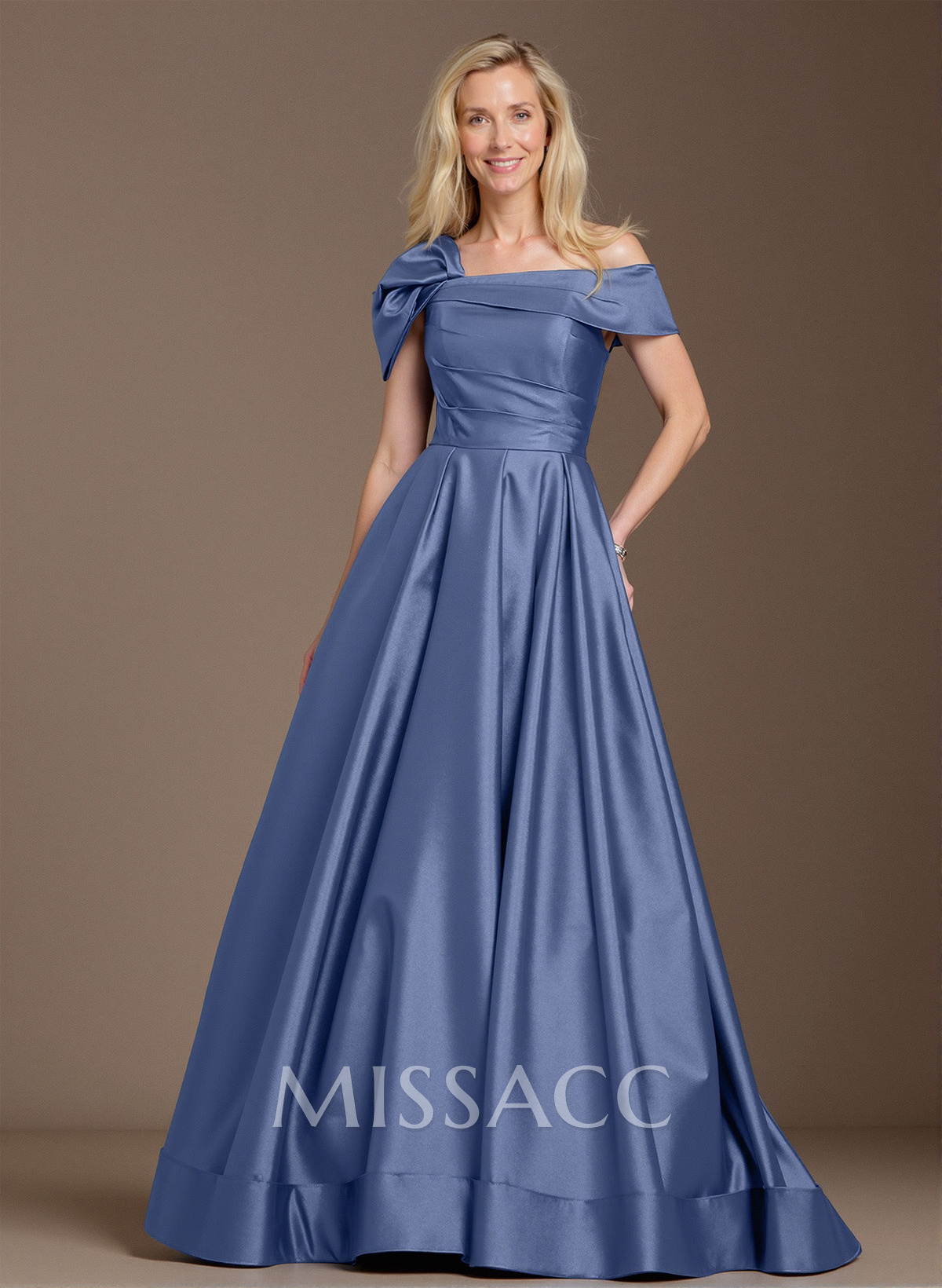 Elegant A-Line Asymmetrical Cap Sleeves Satin Mother Of The Bride Dresses