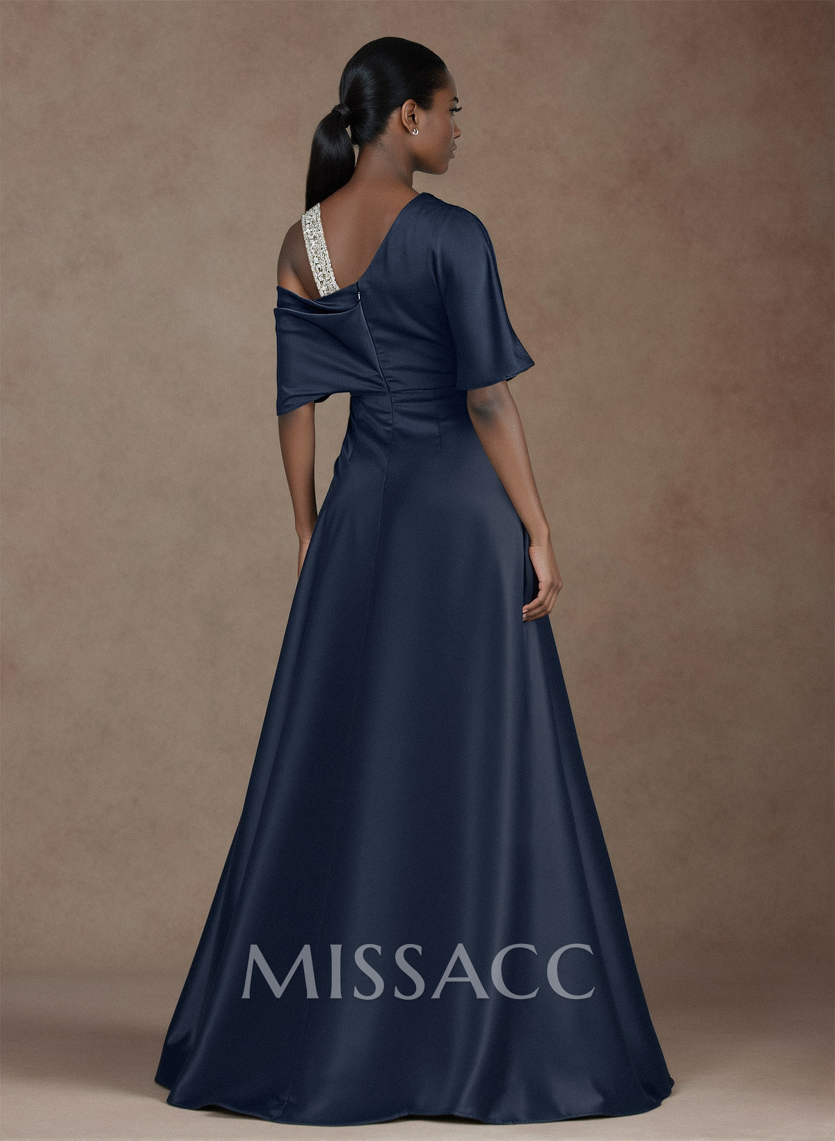 Unique Two Tone Asymmetrical Overskirt Crepe Satin Mother Of The Bride Dresses With Rhinestone Unique Two Tone Asymmetrical Overskirt Crepe Satin Mother Of The Bride Dresses With Rhinestone