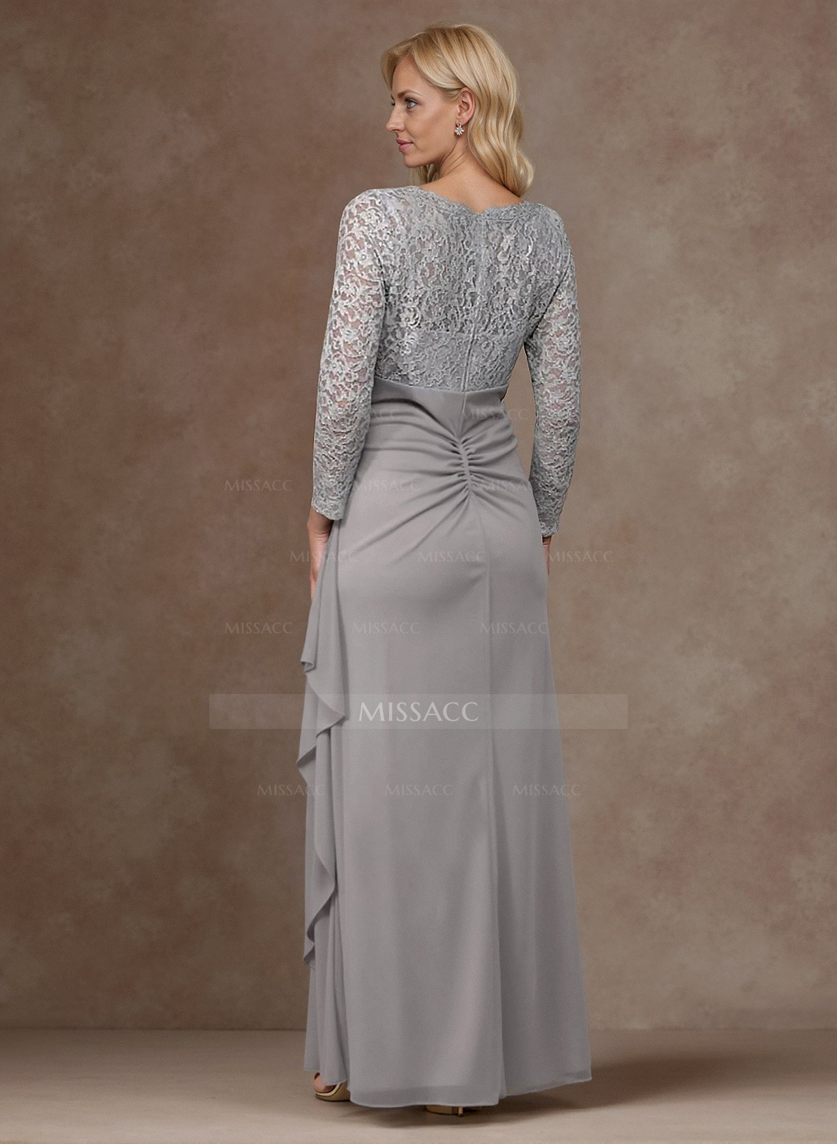 Classy V-Neck Long Sleeves Chiffon Mother Of The Bride Dresses With Ruffle/Lace