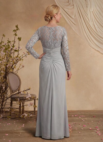 Classy V-Neck Long Sleeves Chiffon Mother Of The Bride Dresses With Ruffle/Lace