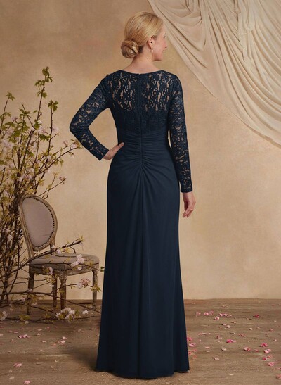 Classy V-Neck Long Sleeves Chiffon Mother Of The Bride Dresses With Ruffle/Lace