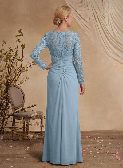 Classy V-Neck Long Sleeves Chiffon Mother Of The Bride Dresses With Ruffle/Lace